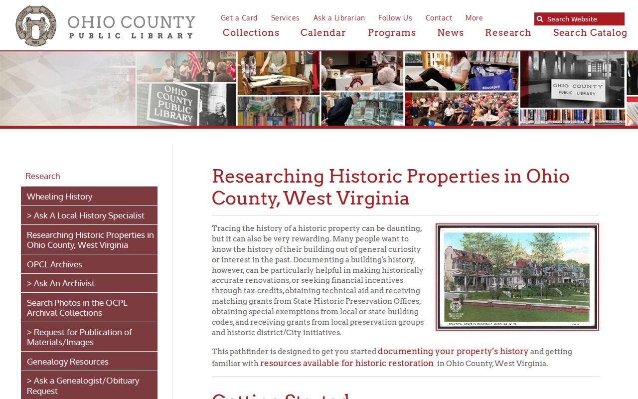 Ohio County Public Library guide to Wheeling directories, historic maps and deed research